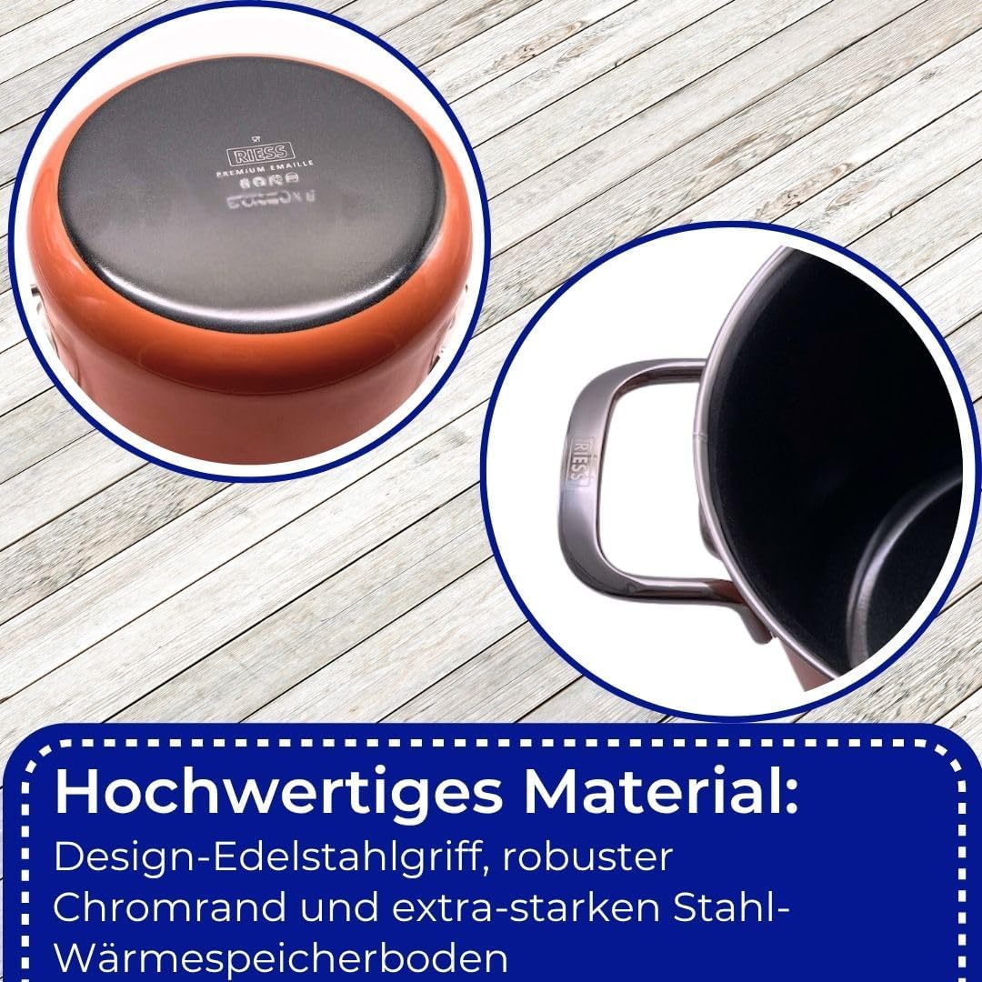 Riess, 2189-001, Fleischtopf mit Deckel 20cm, 4L, Emaille, CLASSIC Edition, Mango