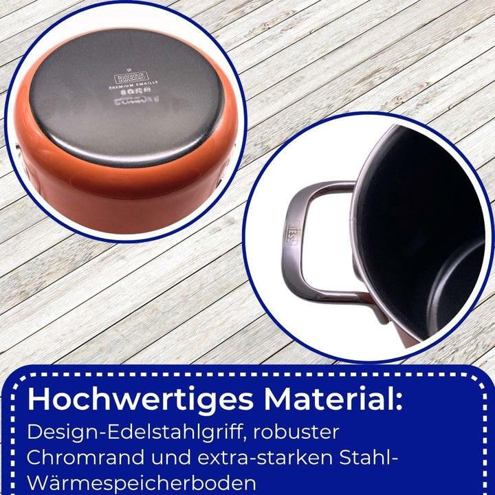 Riess, 2189-001, Fleischtopf mit Deckel 20cm, 4L, Emaille, CLASSIC Edition, Mango