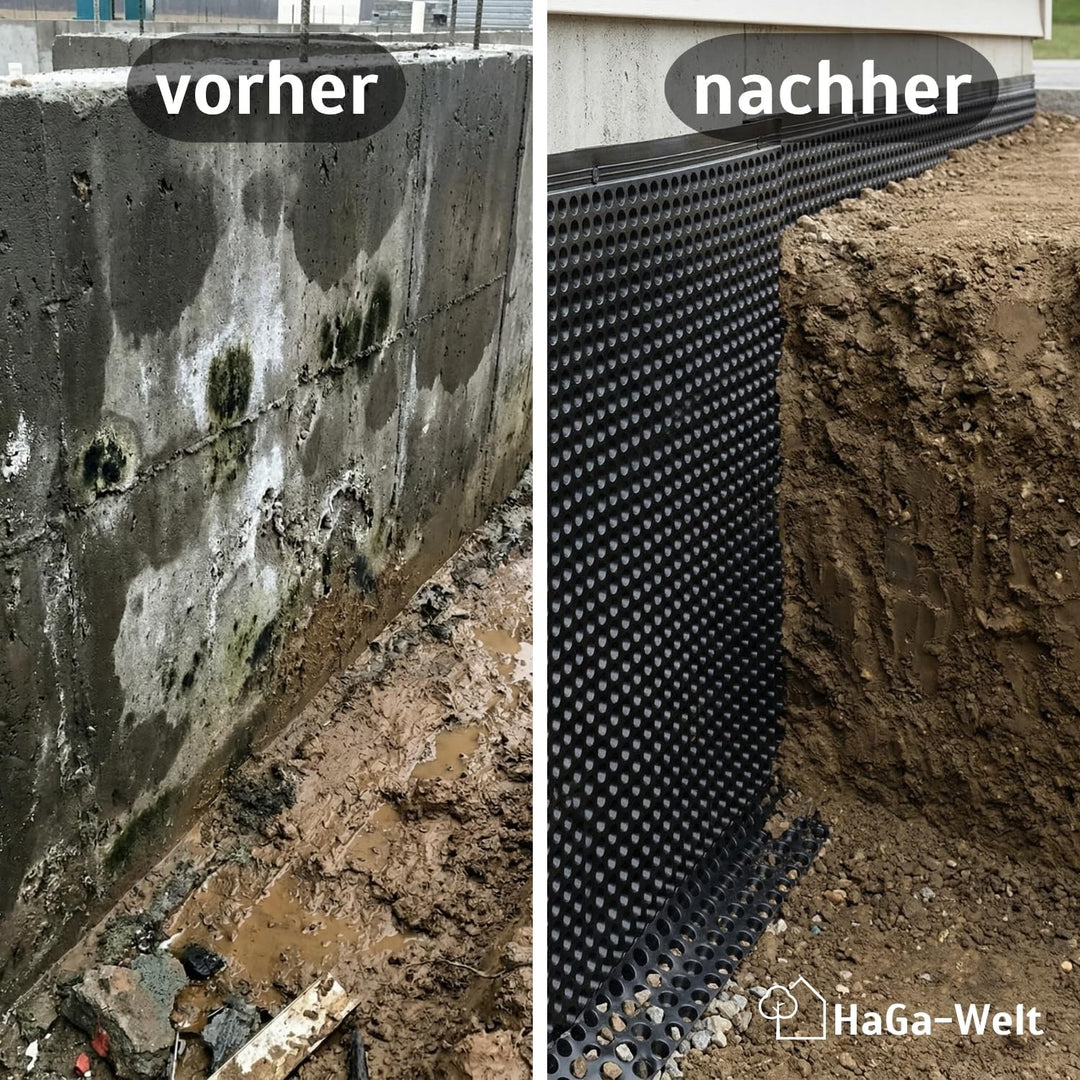 Noppenfolie Hochbeet &amp; Hauswand – 1,5m Breite | 5m Länge – Hochbeetfolie zum Feuchtigkeitsschutz, Dr