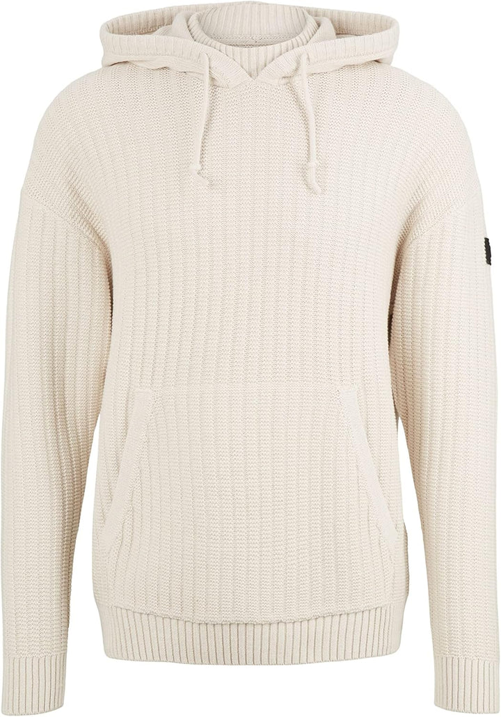 TOM TAILOR Denim Herren Kapuzenpullover mit Rippstruktur S 28225 - Cold Beige Melange, S 28225 - Col