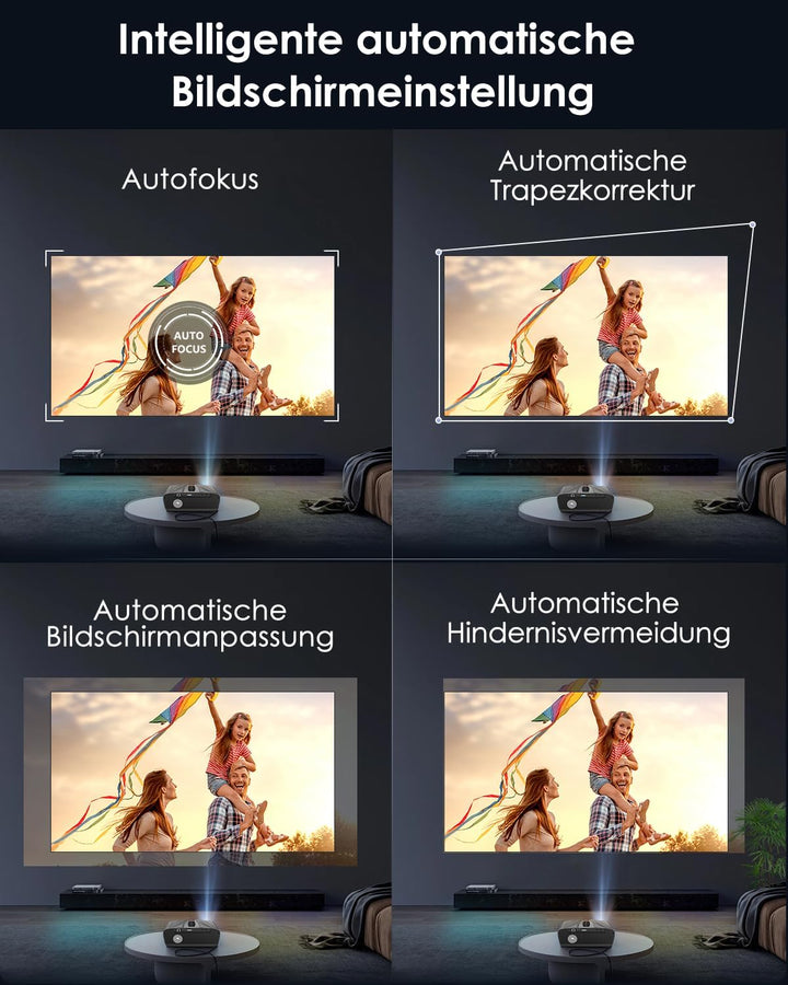 4K Beamer Ultra HD 2300ANSI Tageslicht Projektor Heimkino HDR10 WiFi6 Bluetooth NFC Smart Android Be