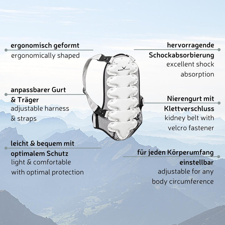 Black Crevice Rückenprotektor für Kinder, Jugendliche &amp; Erwachsene I Atmungsaktiver &amp; ergonomisch ge