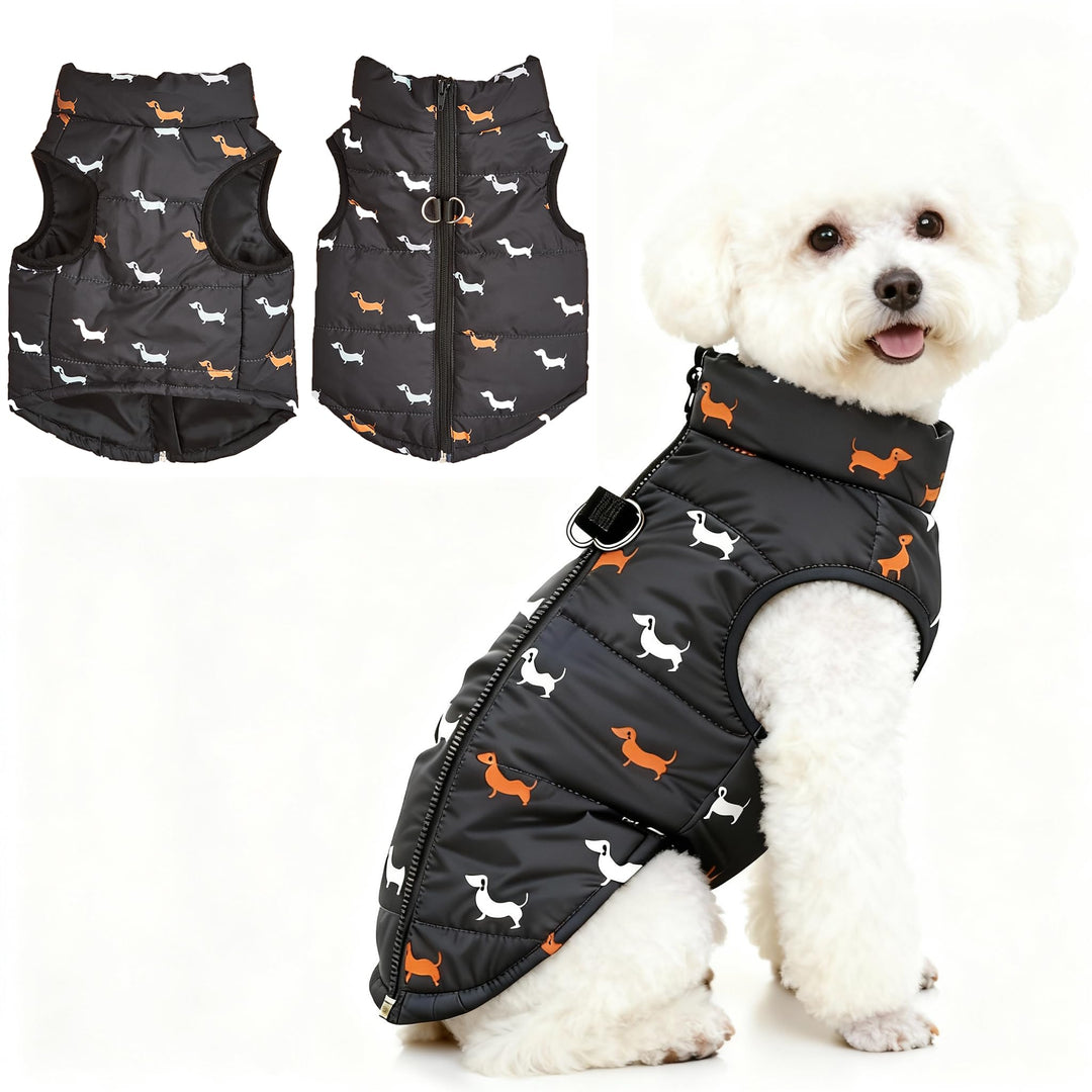 Hundemantel Winter Hundejacke Warme Hundemantel für Kleine Hunde Winddichte Hundeweste mit Geschirr
