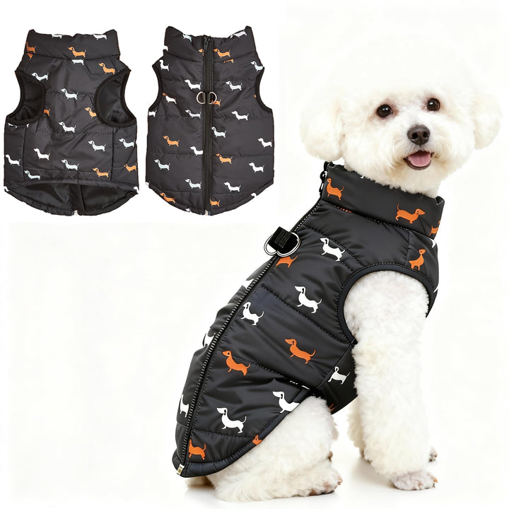 Hundemantel Winter Hundejacke Warme Hundemantel für Kleine Hunde Winddichte Hundeweste mit Geschirr