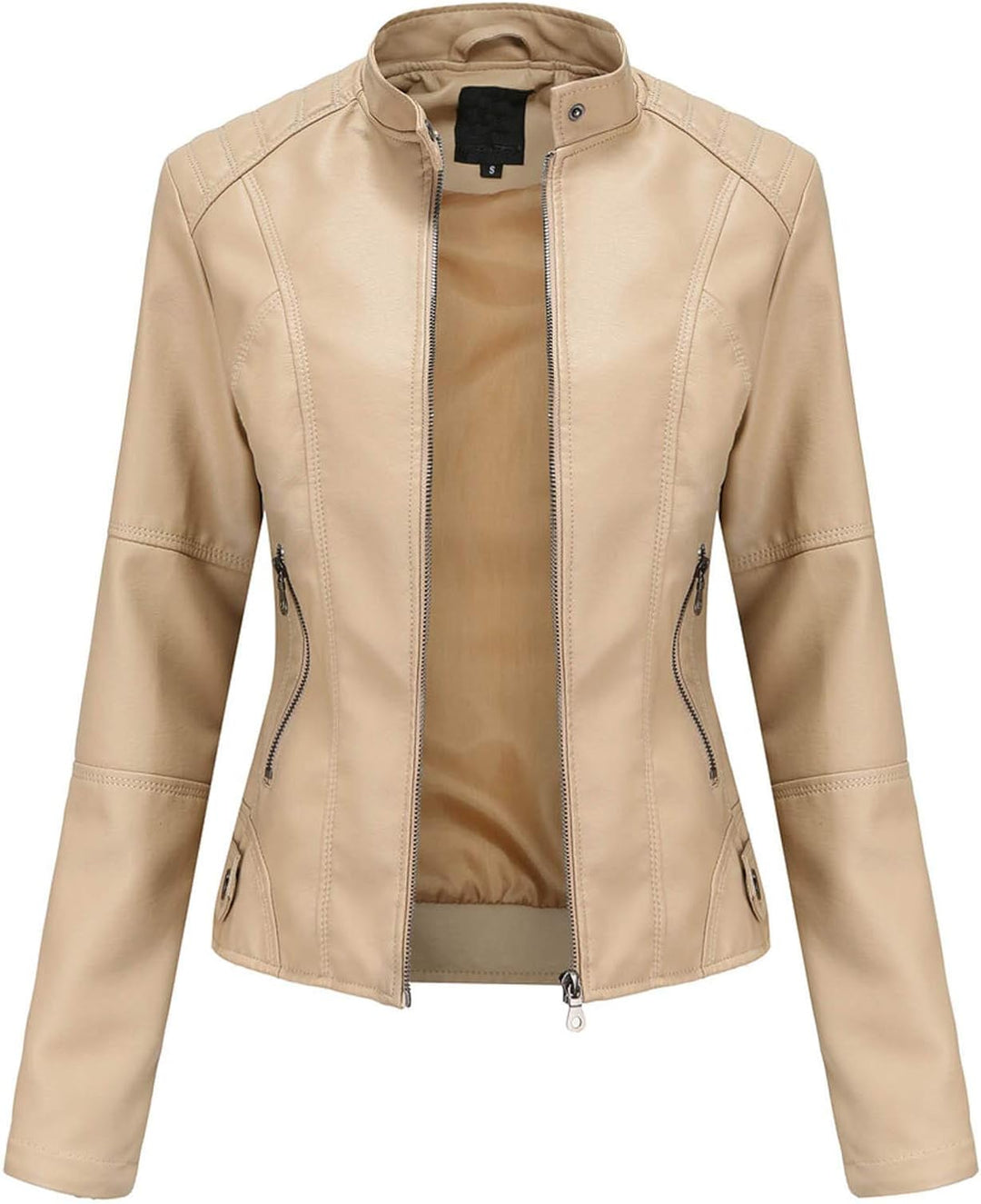 Lederimitat Jacke Damen & Lederjacke Schwarz Lang Braun Bomberjacke Motorradjacke Pu Leather Kurz Ou
