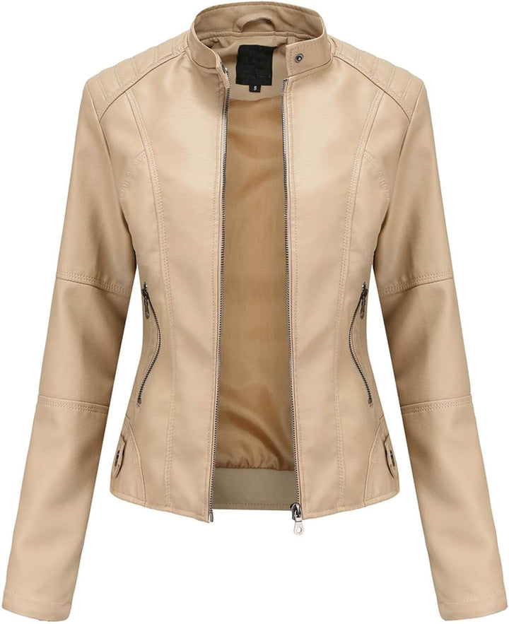 Lederimitat Jacke Damen & Lederjacke Schwarz Lang Braun Bomberjacke Motorradjacke Pu Leather Kurz Ou