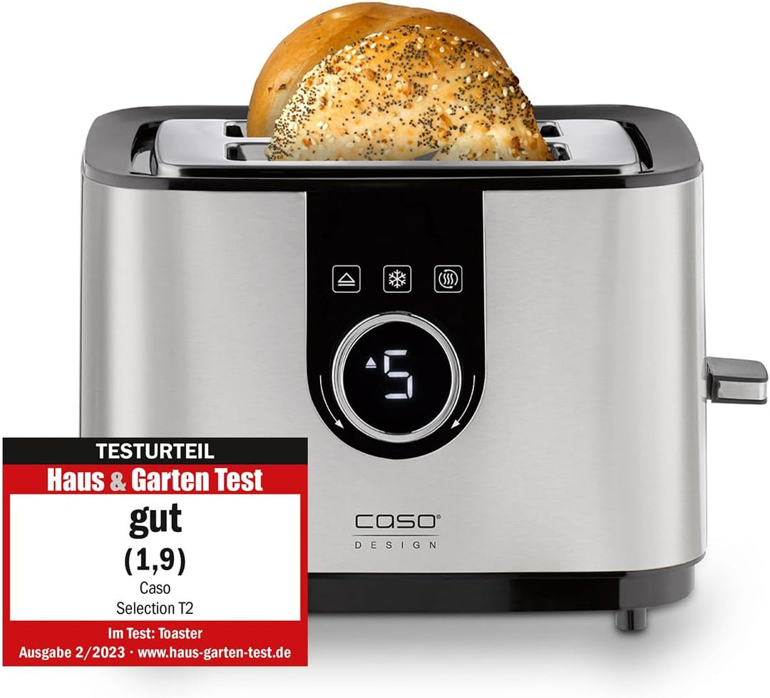 CASO Selection T 2 - Design Toaster, Edelstahlgehäuse, Optimale Röstgradeinstellung auf 7 Stufen, In