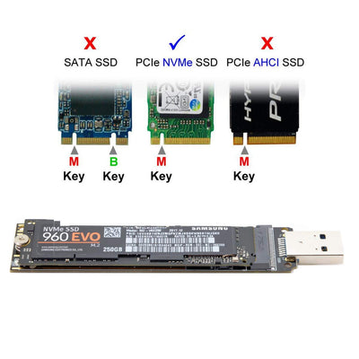 CY USB 3.0 auf NVME M-Key M.2 NGFF SSD Externer PCBA Konveter-Adapter mit Flash Disk Gehäuse, Schwar