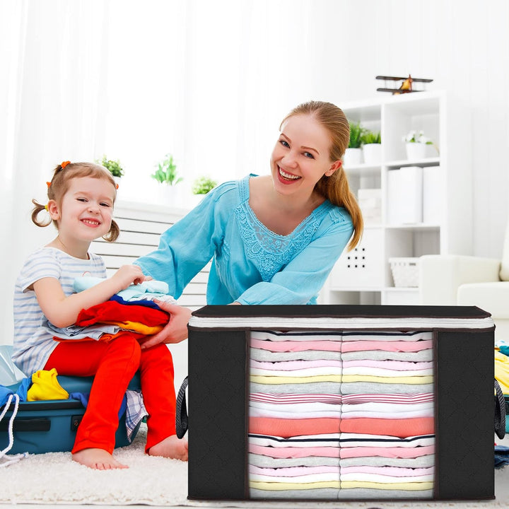 Budding Joy 4 Stück 90L Aufbewahrungstasche, Aufbewahrungsbox mit Deckel Grosse, Kleider Aufbewahrun