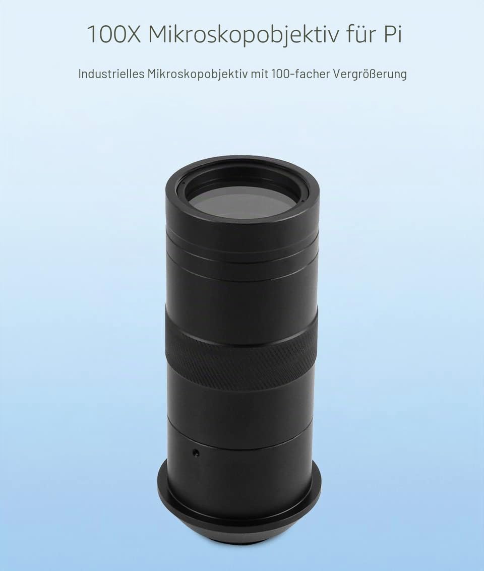 Waveshare Industrial Microscope Lens with 100X Magnification, C/CS-Mount, Compatible with Raspberry