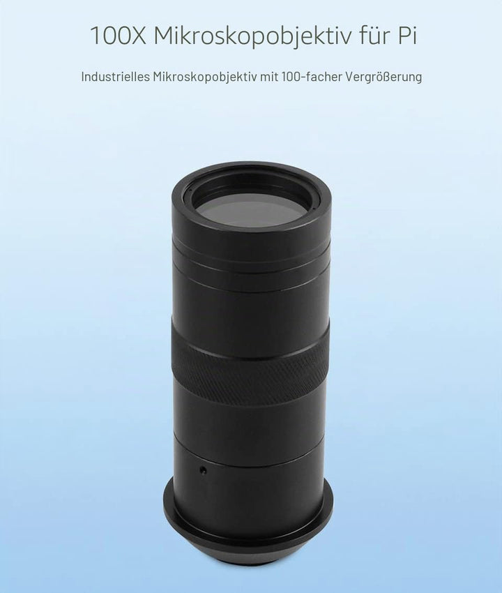Waveshare Industrial Microscope Lens with 100X Magnification, C/CS-Mount, Compatible with Raspberry