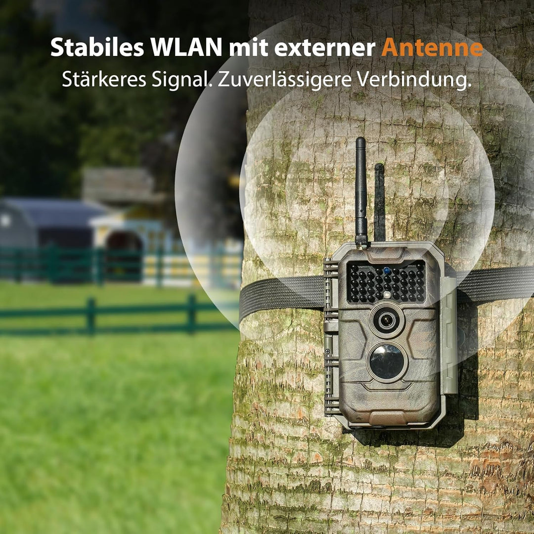 GardePro E6 Wildkamera WLAN Antenne 24MP 1296P mit Bewegungsmelder Nachtsicht No Glow Infrarot 940nm
