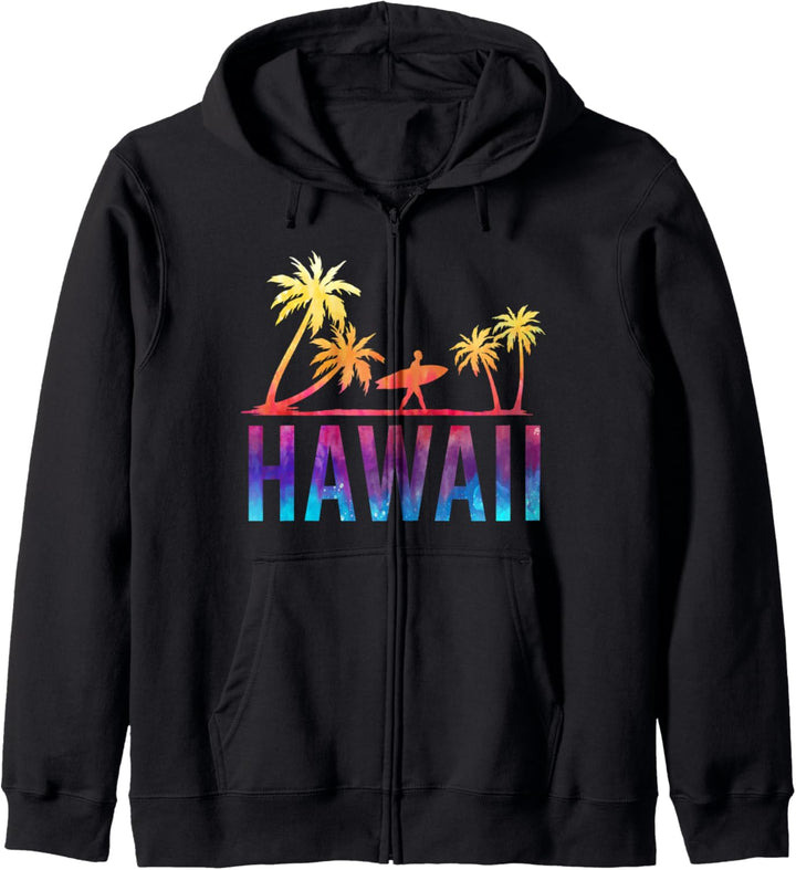 Surfer Sommerurlaub Palmen Surfen Buntes Hawaii Kapuzenjacke