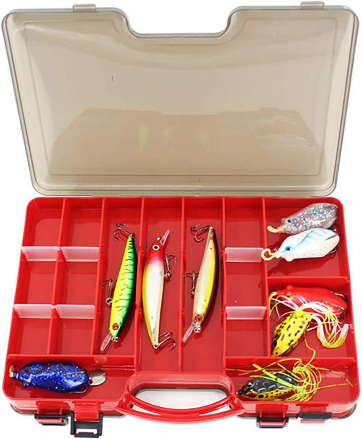 Doppelseitige Angelbox, Kunststoff Angelzubehör Köderbox, Aufbewahrungsbox für Angelzubehör mit Fäch