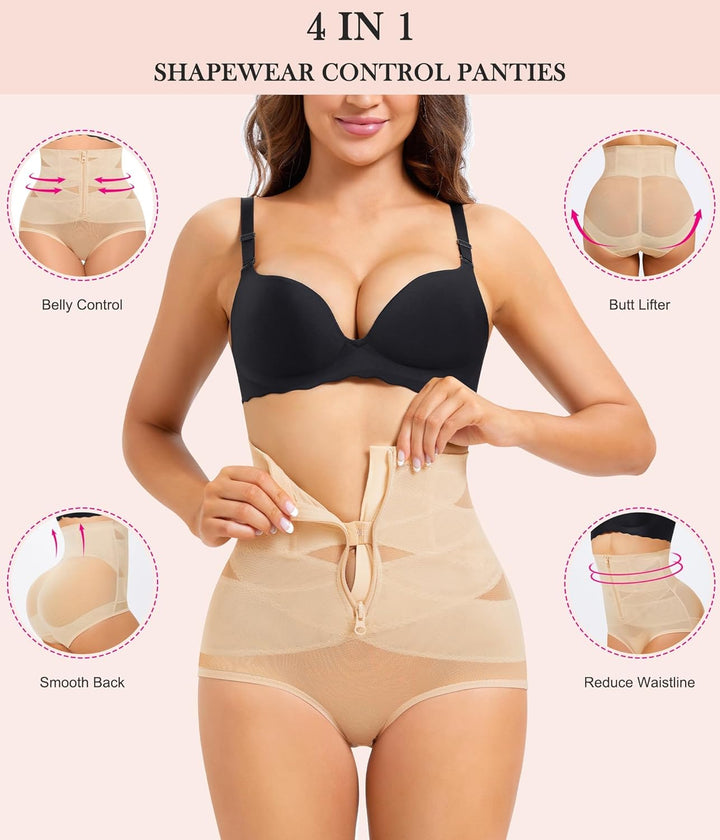 KUMAYES Damen Shapewear Bauchweg Unterhose Hoher Taille Nahtlose Miederhose Unterwäsche Bauchkontrol