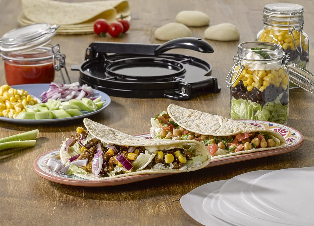 Buddy´s BBQ - Tortillapresse, Tortillas, Tacos, Enchiladas, Burritos Antihaft, Gusseisen, Schwarz, i