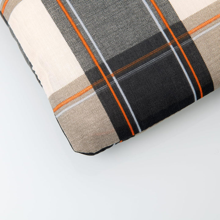 Doppler Bankauflage grau beige kariert I Sitz-Auflage 110x45x6cm für 2-er Bank I Polsterauflage aus