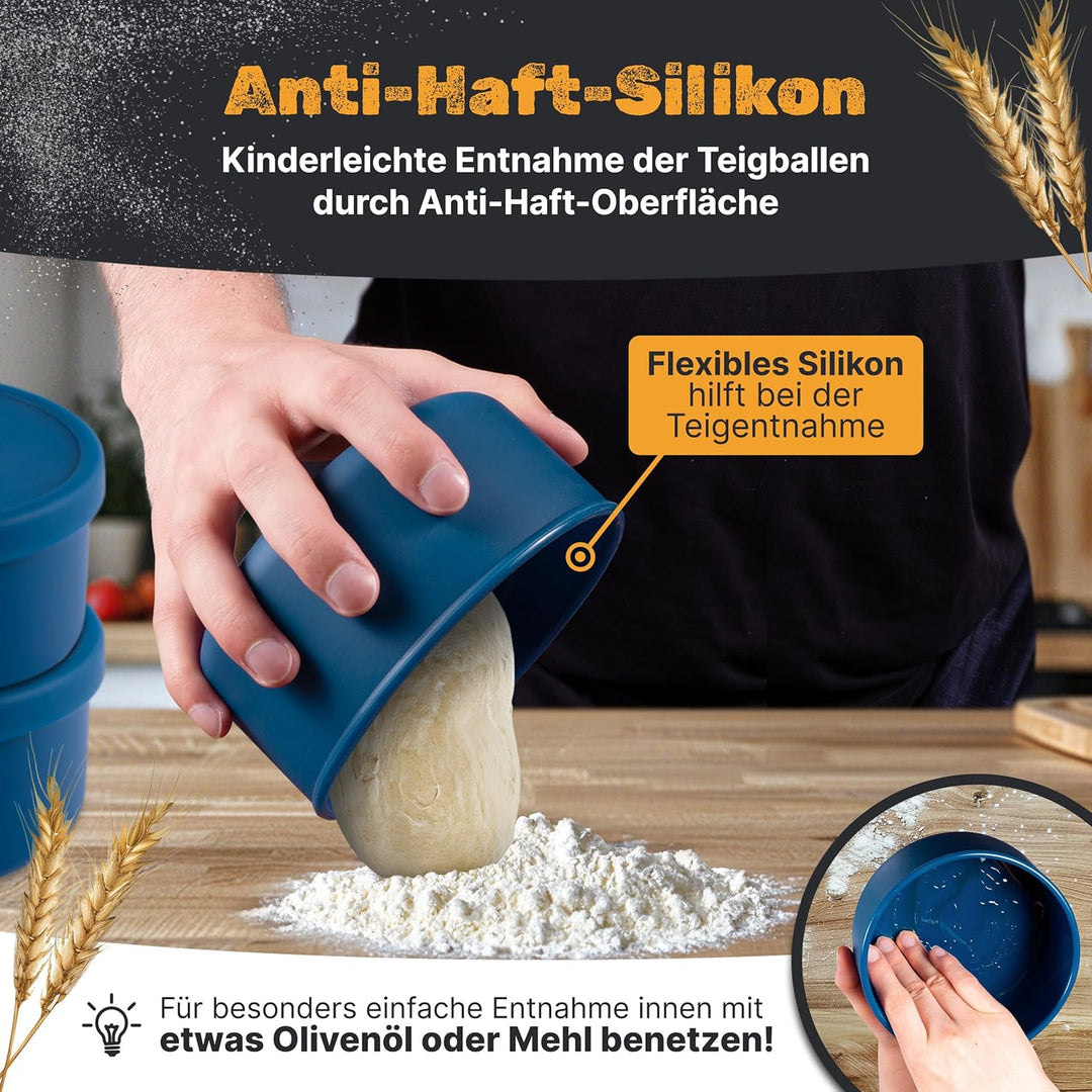 Pizzaballenbox mit Deckel 2er Set - Perfekt als Pizzabox, Gärbox & Teigbox - bis zu 350g Pizzateig B