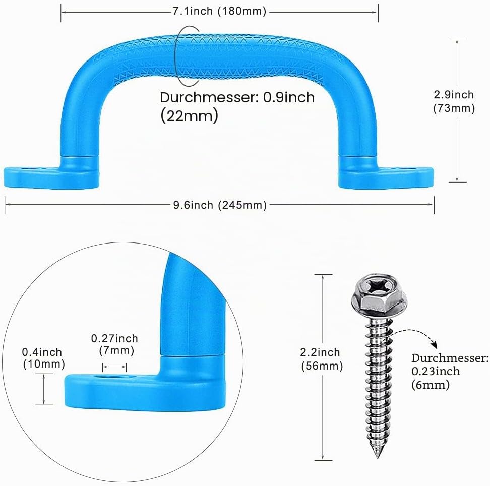 Dolibest Sicherheitsgriffe, 18cm rutschfeste Solide Handgriffe Klettergeräte Greifer Griffe für Spie