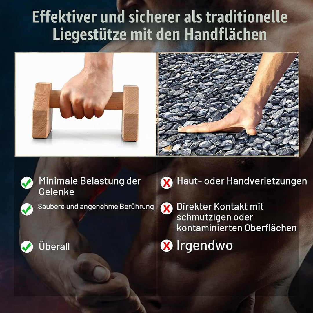 Wooden Push-Up Handles, Parallettes für Calisthenics, Rutschfeste Push-up bars Joint-Friendly Push-U