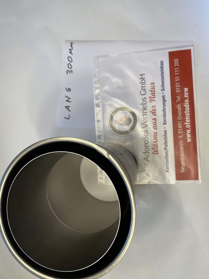 Wandfutter 80 Durchmesser 300 mm lang doppelwandig Rauchrohr Stahl unlackiert AdoroSol Vertriebs Gmb