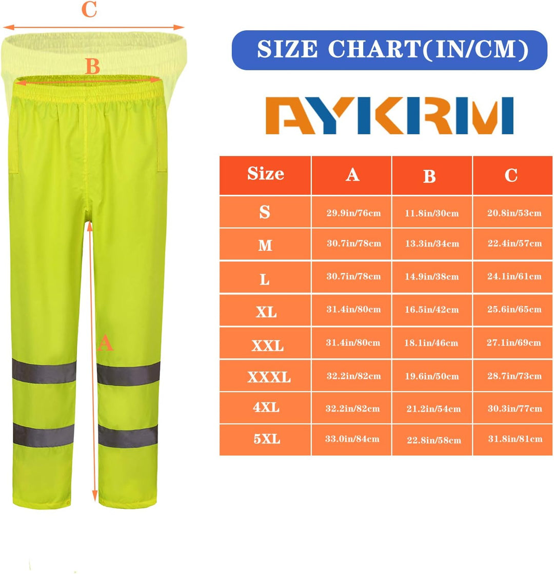 AYKRM Regenhose Fahrrad Gelb Warnschutz Regen-Latzhose gelb warnregenhose Arbeitshose Regenhosen für
