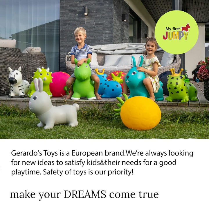 Gerardo's Toys Jumpy Orange Fox Hüpftier EIN ab 1 Jahr und ab 2 Jahre, Hüpftier für Kinder, Aufblasb
