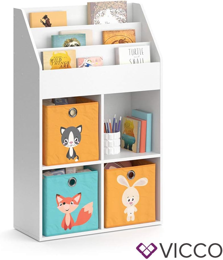 Vicco Kinderregal Luigi Weiss Spielzeugablage Bücherregal Aufbewahrungsregal Comic Regal für Kinder