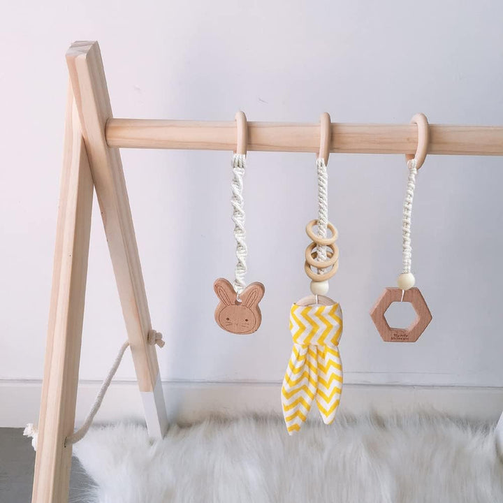 Caudblor Spieltrapez Holz Babyspielzeug Puzzle Gym inkl. Anhänger Babygymnastik aktiv Spielzeug Baby