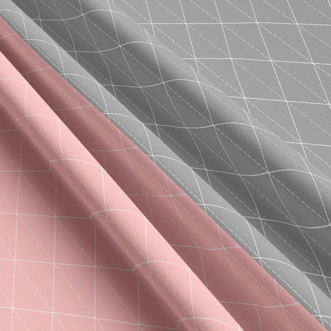 Leonado Vicenti - 3tlg. Baumwolle Bettwäsche 200x200 cm Raute Grau Rosa Wende-Bettwäsche Renforce Ki