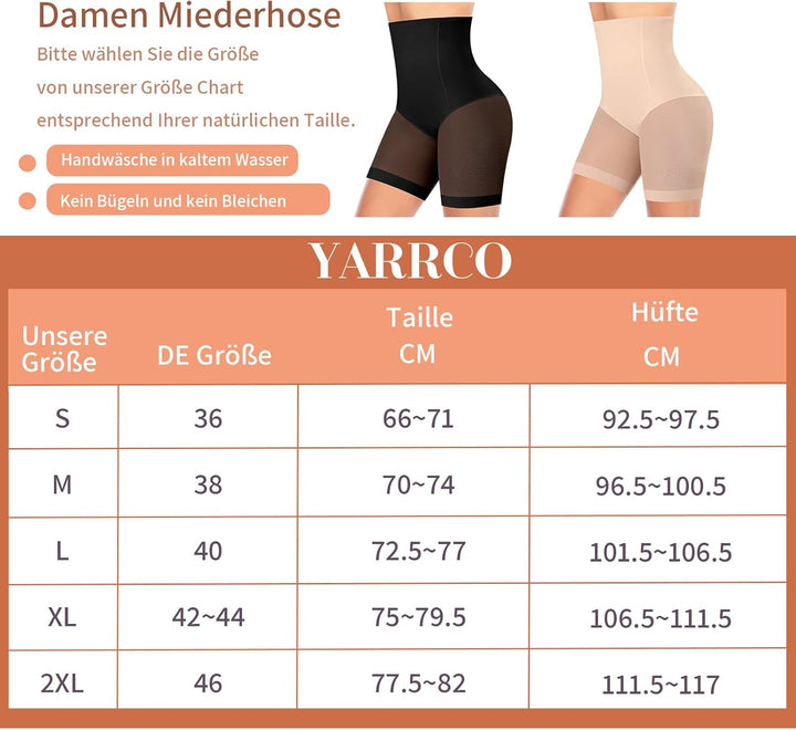 YARRCO Bauchweg Unterhose Damen Shapewear Miederhose Hohe Taille Figurformende Unterwäsche Leggings