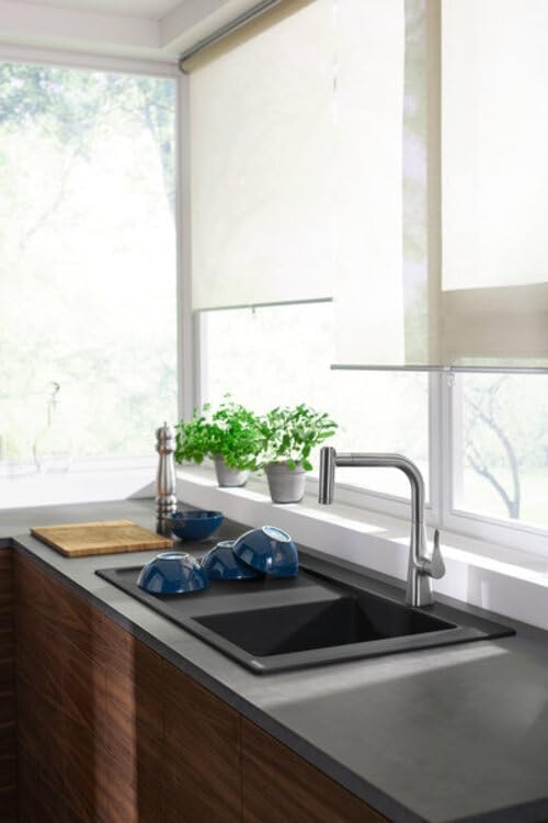 hansgrohe Metris Einhebel-Küchenarmatur (Komfort-Höhe 220 mm, mit Ausziehbrause und Schlauchbox) Ede