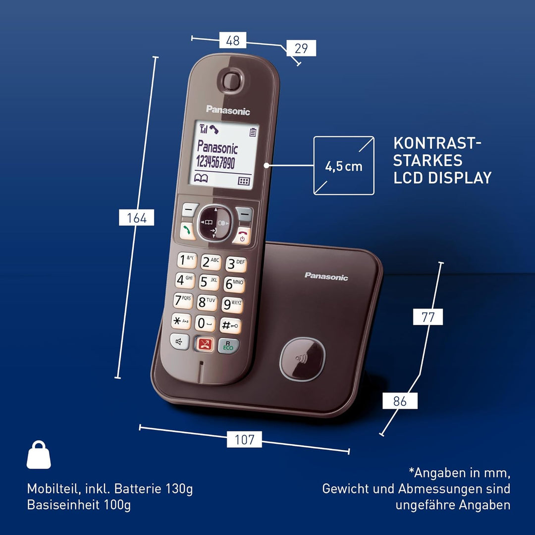 Panasonic KX-TG6851GA Schnurlostelefon (Bis zu 1.000 Telefonnummern sperren, übersichtliche Schriftg