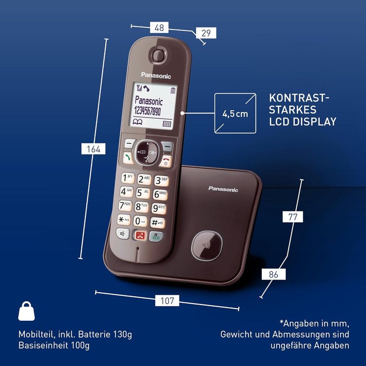 Panasonic KX-TG6851GA Schnurlostelefon (Bis zu 1.000 Telefonnummern sperren, übersichtliche Schriftg