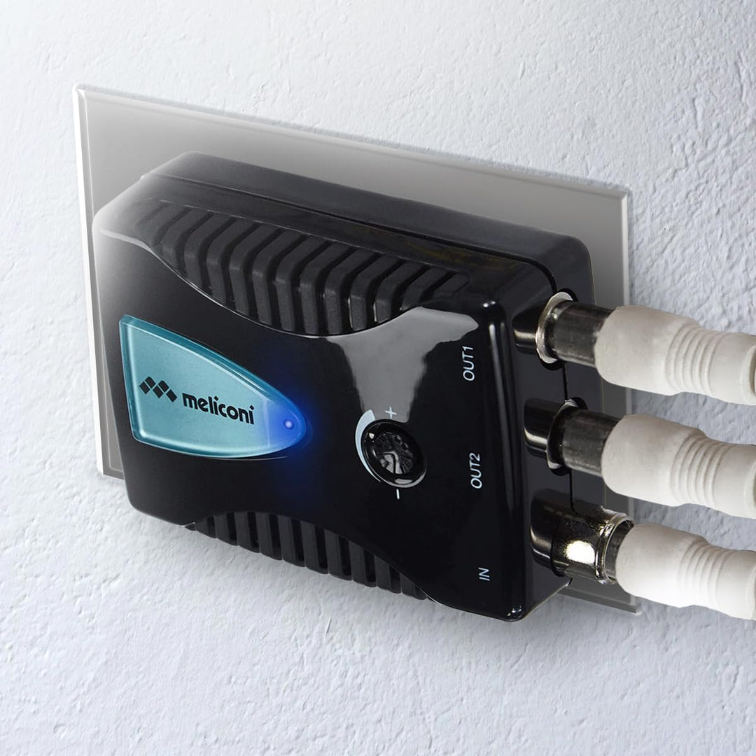 Meliconi AMP200, TV-Antennenverstärker, Digitaler 2-Wege-Signalverstärker, 220V Direktstromversorgun
