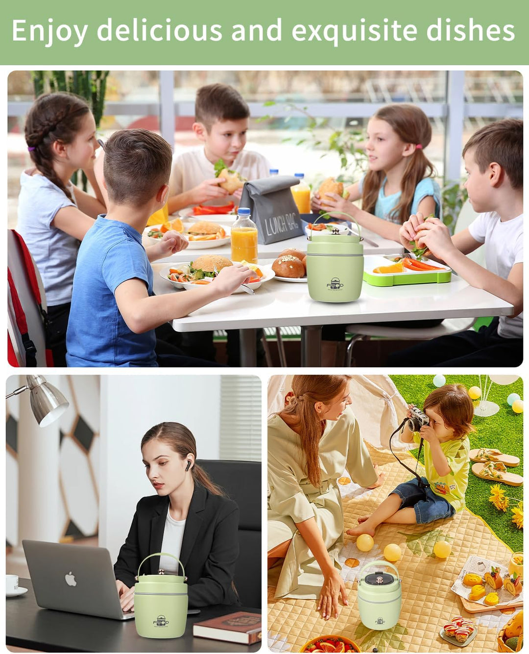 Thermobehälter für Essen 1.2L, Edelstahl Warmhaltebehälter , Auslaufsichere Thermo Lunchbox mit Klap