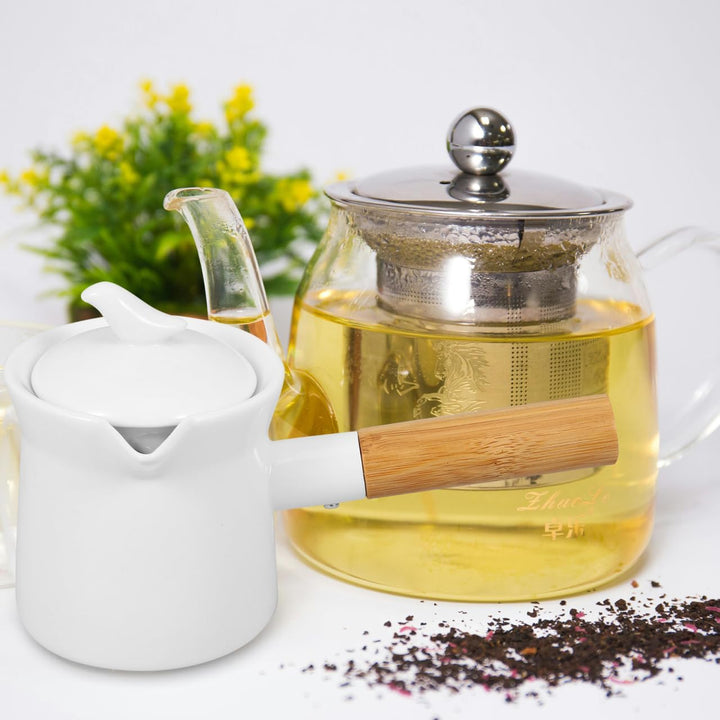 Ciieeo Keramik-Milchtopf 350Ml Mit Holzgriff - Ideal Für Sossen Butter Milch Eleganter Kleiner Topf