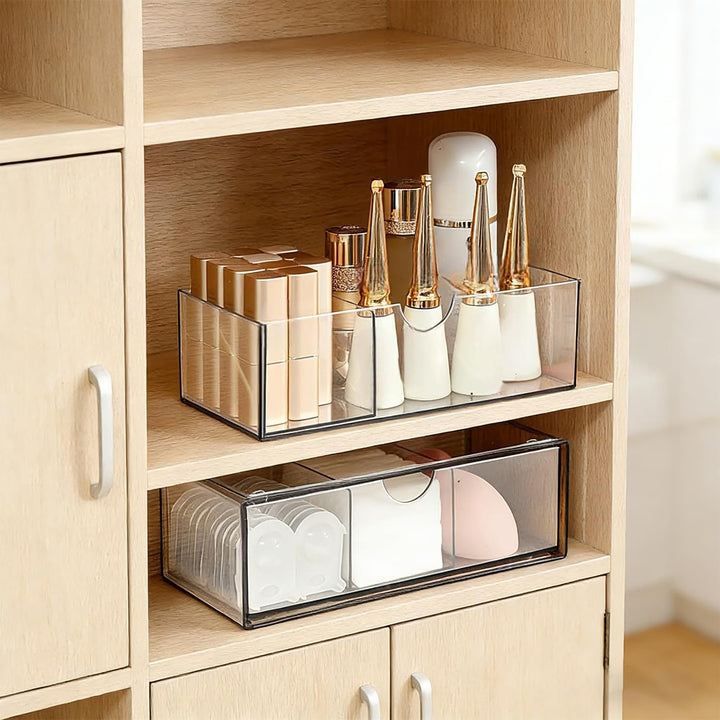 2er-Set Kosmetik Make Up Organizer, Wattepadspender, Wattestäbchen Behälter, Clear Schminktisch Orga
