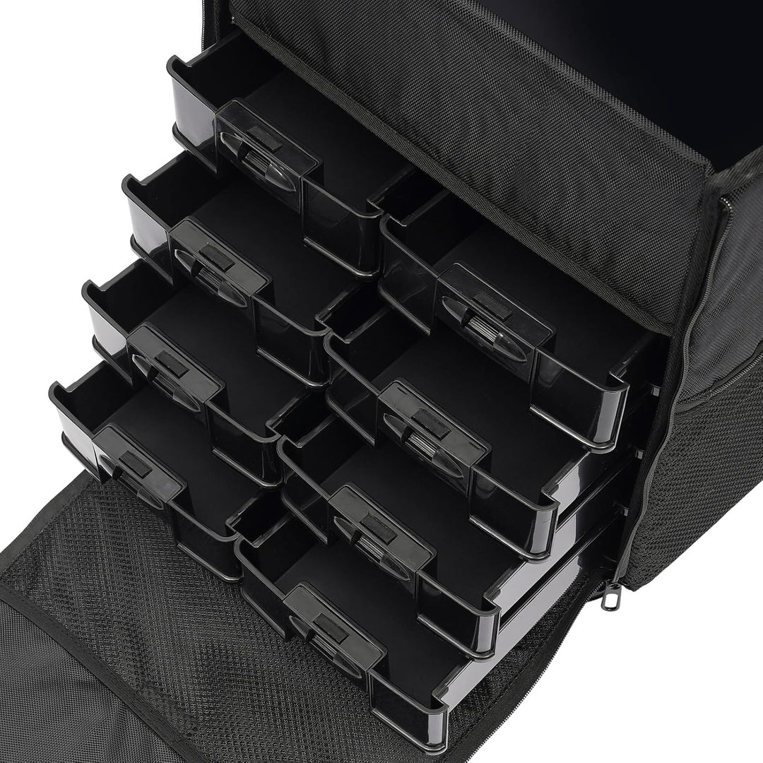 Rollender Schminkkoffer mit 8 herausnehmbaren Schubladen Professioneller Kosmetik-Organizer robuster