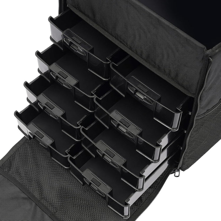 Make up Koffer, Schwarz Kosmetikkoffer gross mit Aufbewahrungsschubladen, Multifunktional Kosmetik T