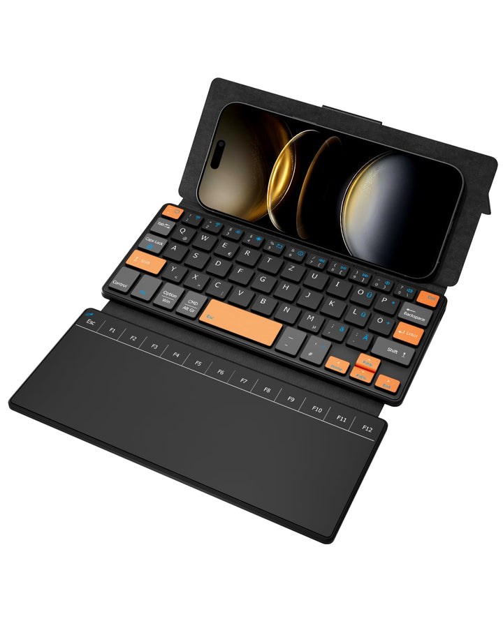 Doohoeek Mini Tastatur mit Trackpad für Handy/Tablets, Dual Bluetooth Tragbare Funktastatur, Kabello
