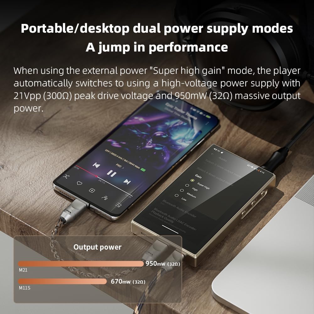 FiiO M21 Android 13 tragbarer Musik-Player, MP3, Snapdragon 680, 4 x CS43198 DAC-Chips, Hi-Res-Audio