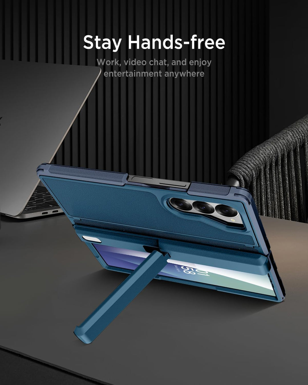 Miimall Kompatibel mit Samsung Galaxy Z Fold 7 Hülle mit Ständer, [Zwei Flexibel Stand] [Eingebauter