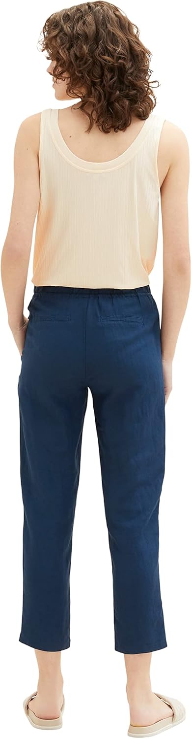 TOM TAILOR Damen Loose Fit Leinen Stoffhose 34W / 28L 11758 - Midnight Sail, 34W / 28L 11758 - Midni