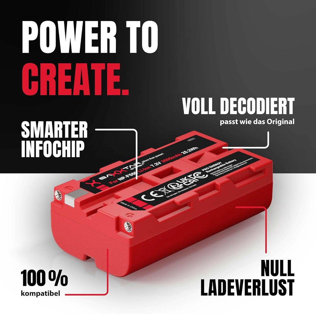 BAXXTAR PRO 2X Akku NP-F550 NP-F570 echte 3100mAh - LG Cells Inside - (Blackmagic NP-F570) NP-F550 x
