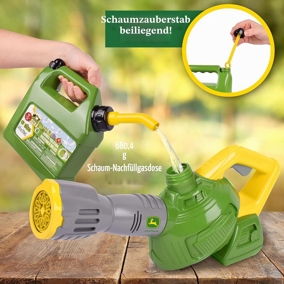 John Deere Blasen-Blattbläser-Spielzeug für Kinder, inklusive 1,2 l Blasen-Nachfüll-Gaskanne, Outdoo