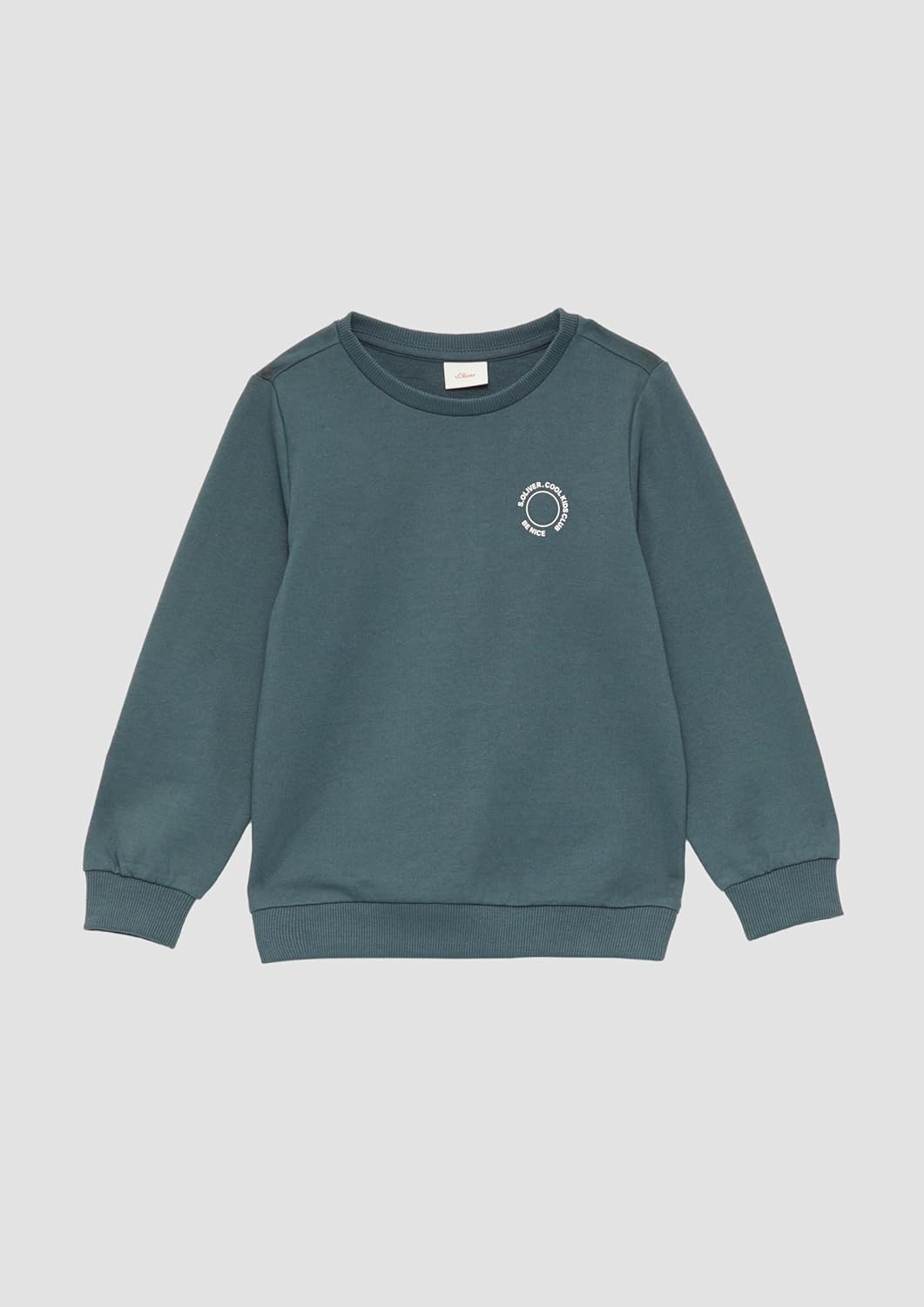 s.Oliver Unisex Sweatshirt mit Rippbündchen und kleinem Print-Detail, Schiefergrau