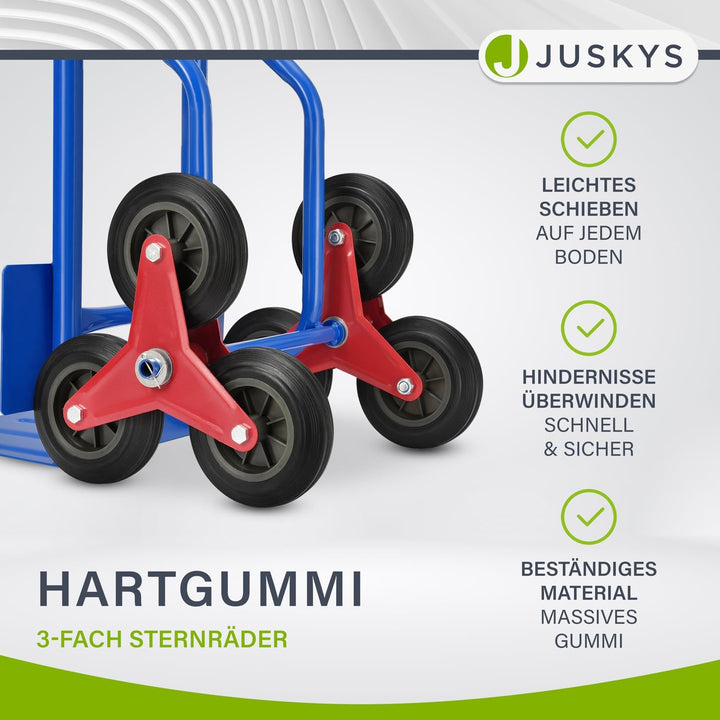 Juskys Treppensackkarre klappbar - Treppensteiger mit Hartgummireifen & Stahlrahmen - Sackkarre für