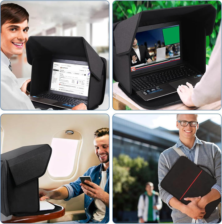 Laptop Sonnenschutz, 2-in-1 Faltbares Laptop Zelt & Tasche, Blendfreier Bildschirmschutz für Laptops