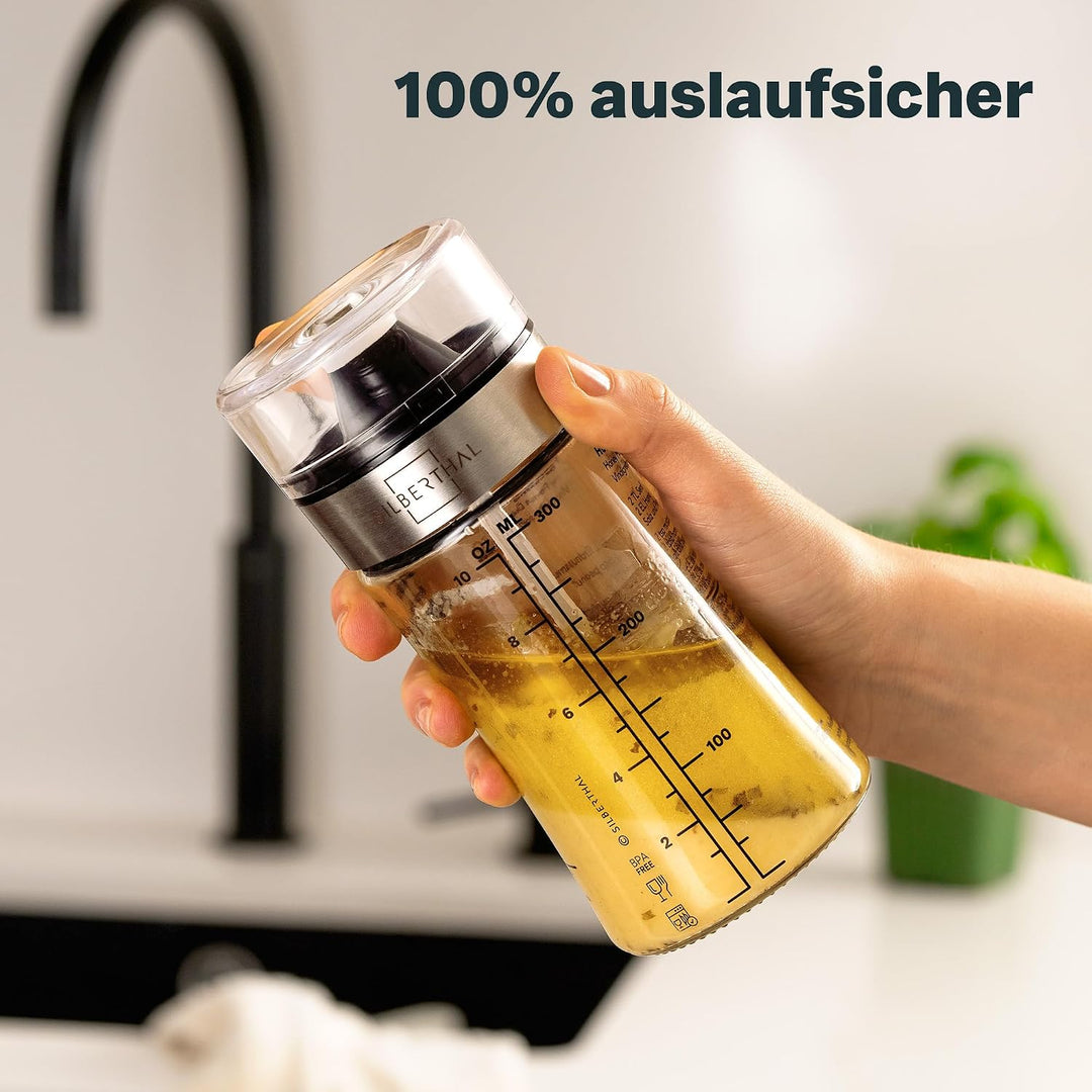 SILBERTHAL Dressingshaker Klein 2er Set - 350 ml aus Glas mit Rezepten - Spülmaschinenfest - Geschen